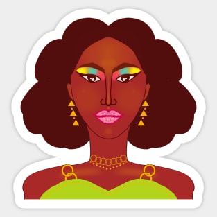 Fierce African Girl With Star Gold Jewellery & Makeup Sticker